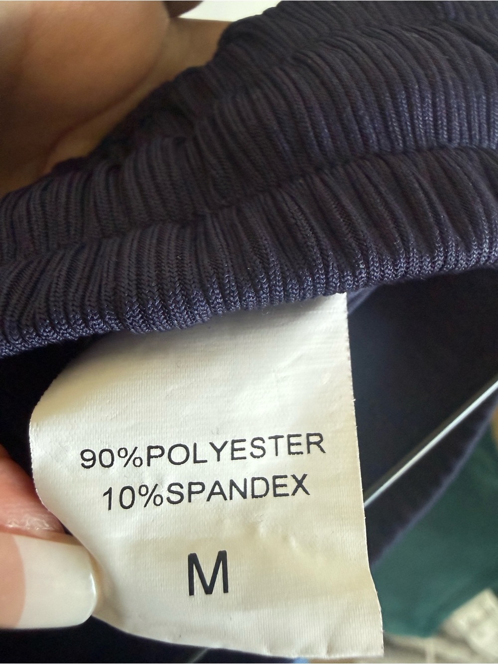 Wide Leg Ribbed Drawstring Pants - Navy - Picture 4 of 4